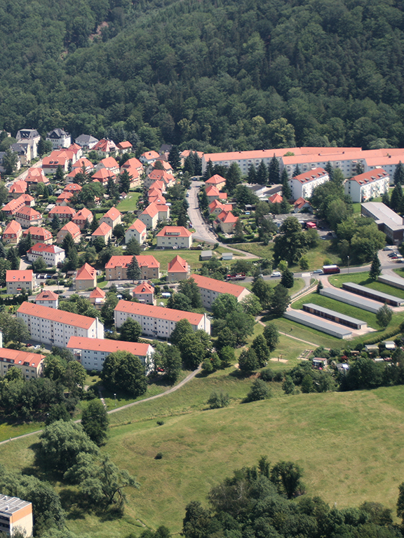 Symbolbild für Freital-Hainsberg: Luftbild eines Teils des Stadtteils. Foto: WGF